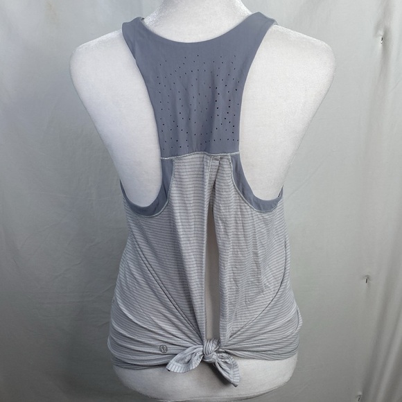 Lululemon Small Gray with Blue/Gray Split Back Running Yoga Fitness Tank Top. - Picture 6 of 7